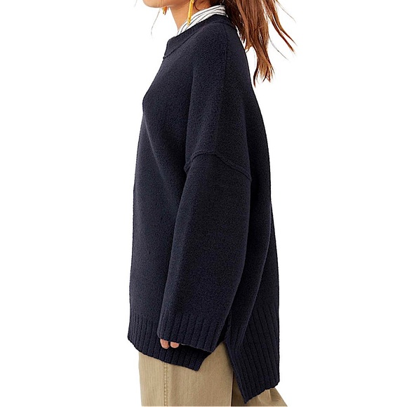 Free People Peaches Tunic Sweater Pullover Black Combo $148 NWT - Picture 7 of 15